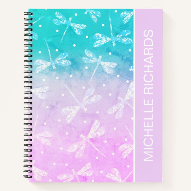 Carnet Nom des libellules d'aqua rose vif (Devant)