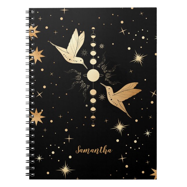 Carnet Nom des phases de la lune de colibri noir céleste (Devant)
