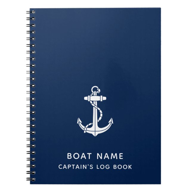 Carnet Nom du bateau Ancre Croisière Voyage Captains Log (Devant)