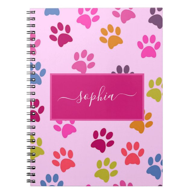 Carnet Nom du chien rose mignon et des Amoureux de les ch (Devant)