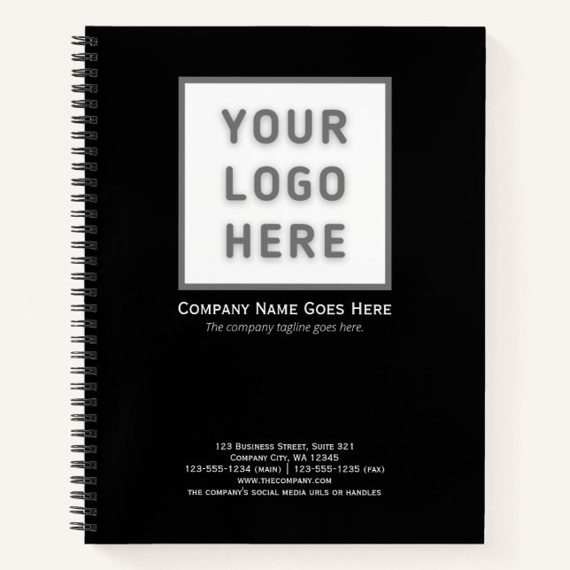 Carnet Nom du logo Adresse Modèle Simple Black Business (Devant)