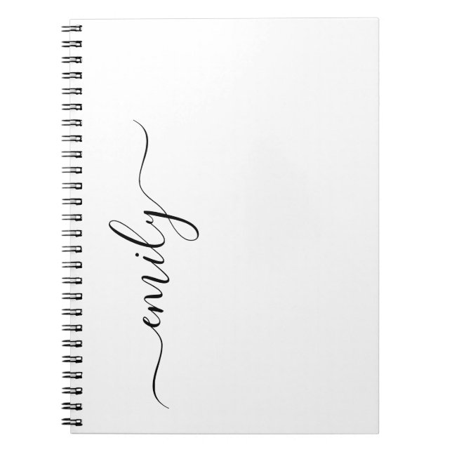 Carnet Nom du monogramme blanc noir moderne (Devant)