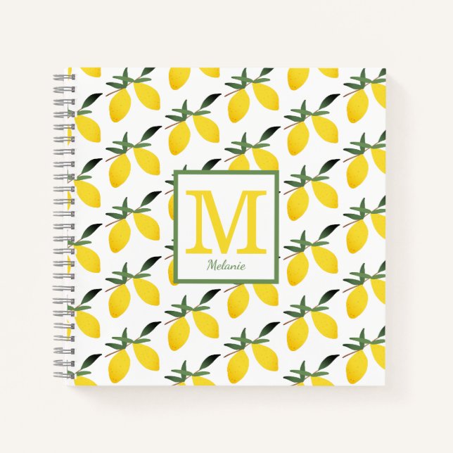 Carnet Nom du monogramme citron (Devant)