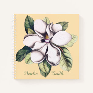 Carnet Nom du monogramme de la fleur de Magnolia