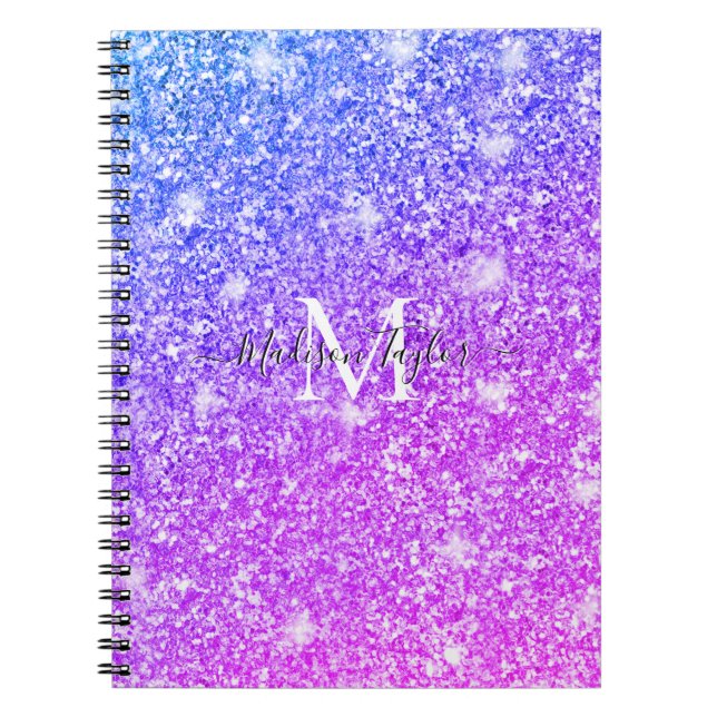 Carnet Nom du monogramme de la Parties scintillant rose e (Devant)