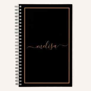 Carnet Nom du monogramme d'or noir  