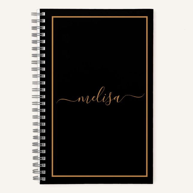 Carnet Nom du monogramme d'or noir   (Recto)