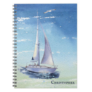 Carnet Nom du monogramme du bateau à voile nautique