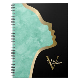 Carnet Nom Du Monogramme Face Noir Et Or