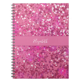 Carnet Nom du monogramme Parties scintillant rose-chaud F