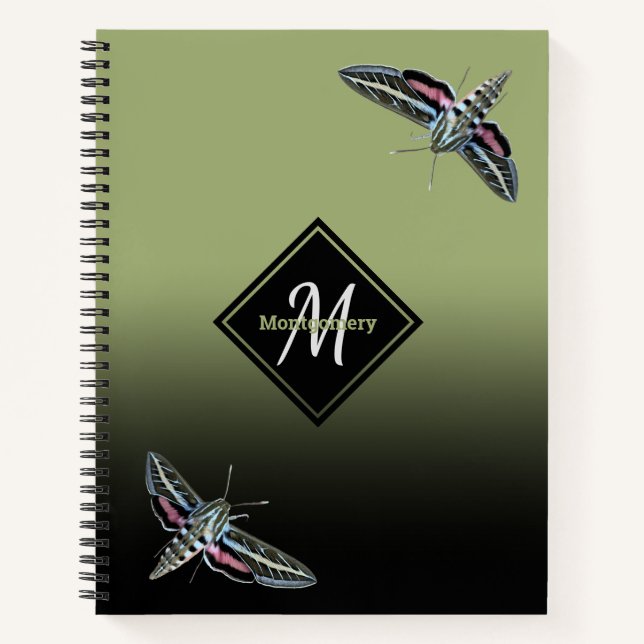 Carnet Nom du monogramme personnalisé Green Ombre Sphinx  (Devant)
