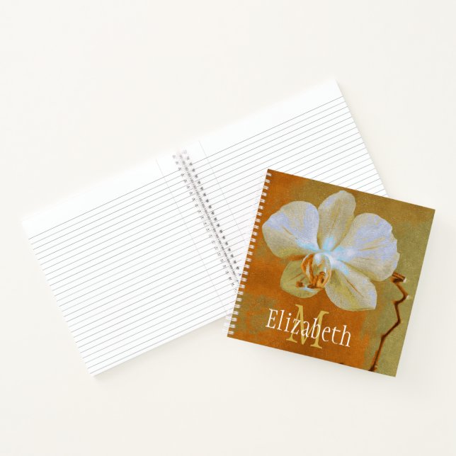Carnet Nom du monogramme personnalisé Orchidée dorée arti (Intérieur)