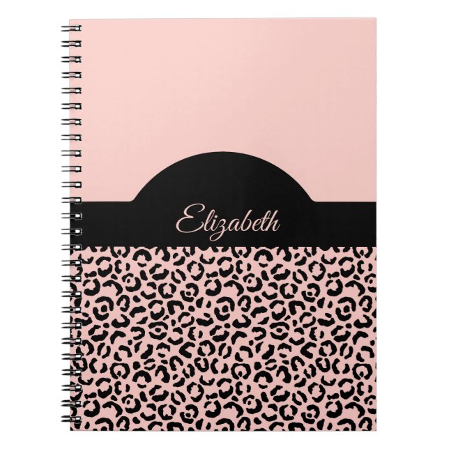 Carnet Nom du monogramme Pink Black Leopard Cheetah Impri (Devant)