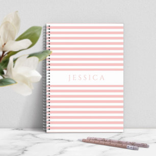Carnet Nom du Motif à rayures blanches et roses molles