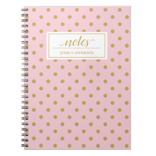 Carnet Nom du Motif Pois moderne rose et or