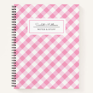 Carnet Nom du Motif rose En vichy plaid