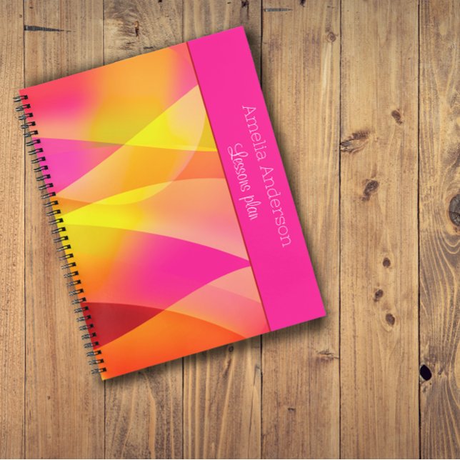 Carnet Nom du planificateur enseignant géométrique magent (Créateur téléchargé)