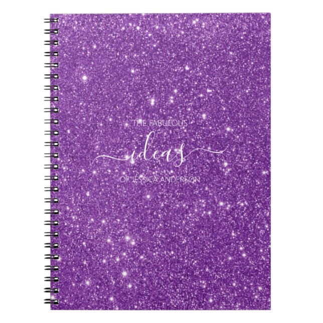 Carnet Nom du script de parties scintillant violet modern (Devant)