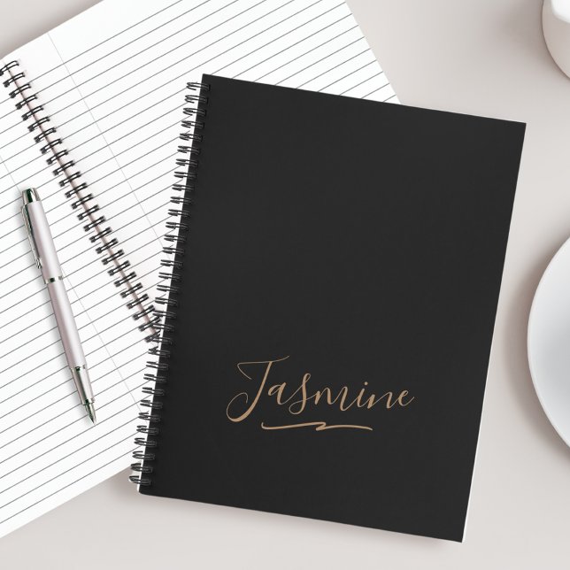 Carnet Nom du script féminin en or noir moderne (Créateur téléchargé)