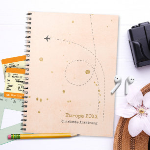 Carnet Nom élégant de l'avion Soft Pink Gold Travel