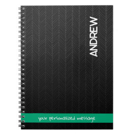 Carnet Nom et message personnalisés Noir moderne personna