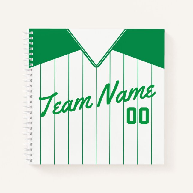 Carnet Nom et numéro de baseball Softball Green Jersey (Devant)