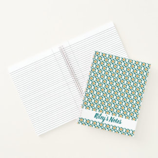 Carnet Nom floral sarcelle délicat