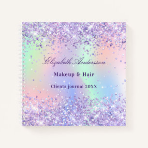 Carnet Nom holographique entreprise lavande violette