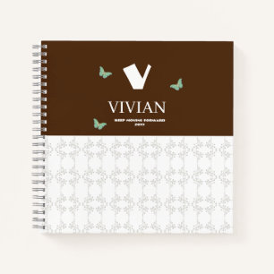 Carnet Nom initial du fleur sauvage et du papillon