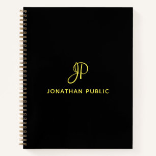 Carnet Nom initial du monogramme d'or manuscrit personnal