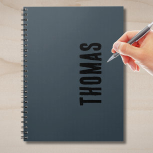 Carnet Nom minimaliste personnalisé Gris Charbon