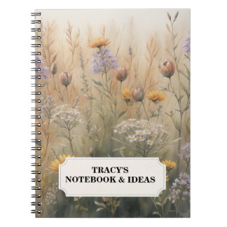 Carnet Nom modifiable Floral Fleur sauvage Mudu