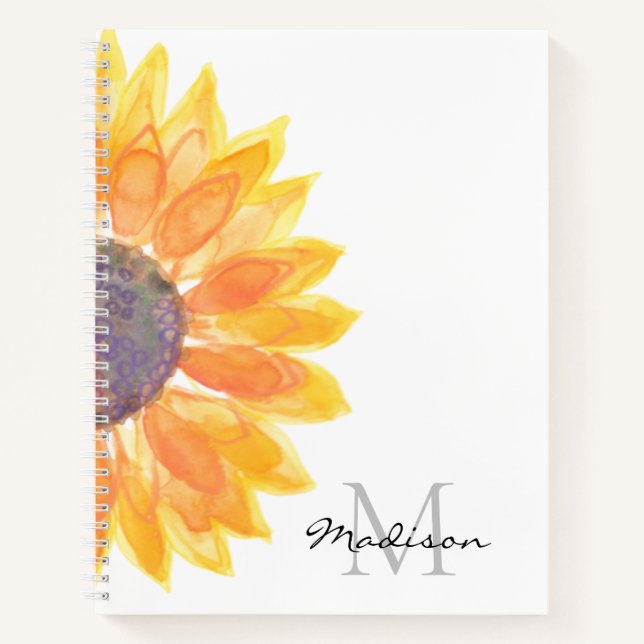 Carnet Nom Monogramme Aquarelle Tournée (Devant)