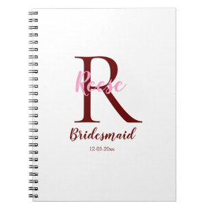 Carnet nom monogramme simple personnalisé date de demaid