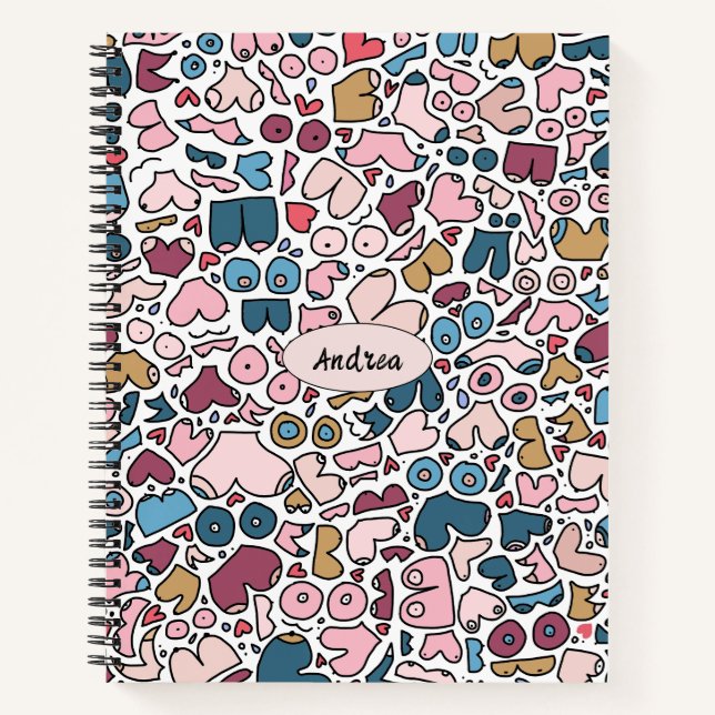 Carnet Nom motif mammaire neutre (Devant)