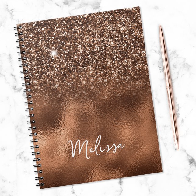 Carnet Nom Pailleté Bronze et Feuille (Créateur téléchargé)