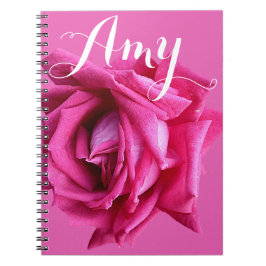 Carnet Nom personnalisable Amy rose rose chaud floral