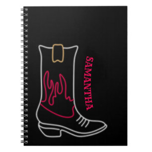 Carnet Nom personnalisable de démarrage Neon Cowboy