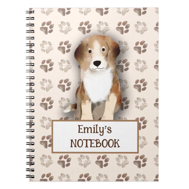 Carnet Nom personnalisable du motif d'empreinte Beagle mi (Devant)