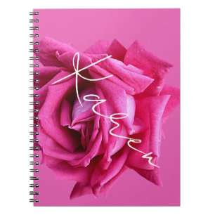 Carnet Nom personnalisable Karen rose floral rose chou