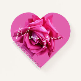 Carnet Nom personnalisable Monique fleur rose rose mignon