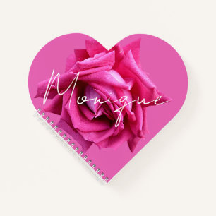 Carnet Nom personnalisable Monique floral boho rose rose