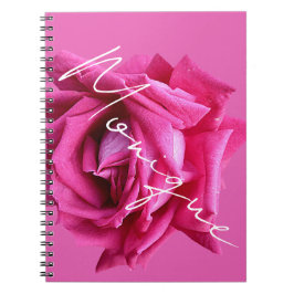 Carnet Nom personnalisable Monique rose floral rose funky