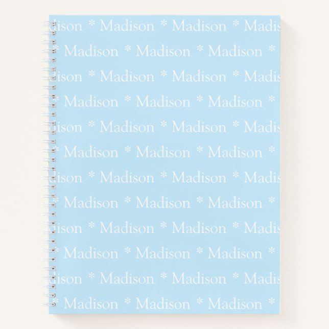 Carnet Nom personnalisable motif bleu clair blanc recette (Devant)