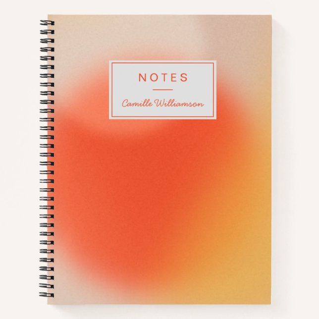 Carnet Nom personnalisé Abstrait Retro Gradient Orange (Devant)