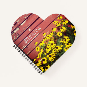 Carnet Nom personnalisé avec bois et fleurs rustiques