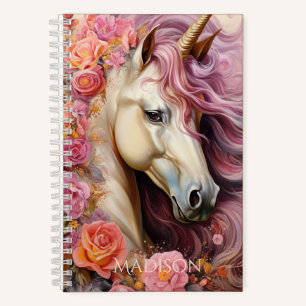 Carnet Nom personnalisé belle licorne