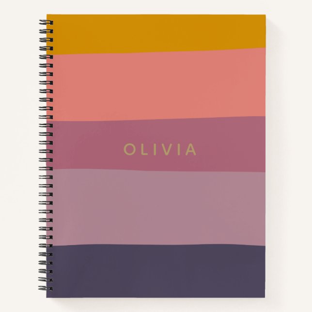 Carnet Nom personnalisé Bloc de couleur moderne Couleurs  (Devant)