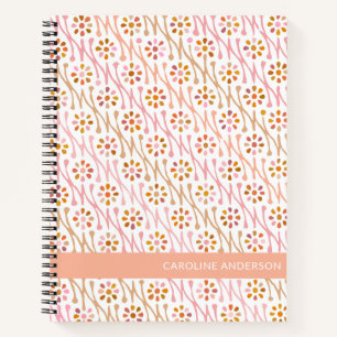 Carnet Nom personnalisé Boho Floral Earthy Pink Taupe