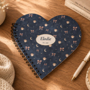 Carnet Nom personnalisé Céleste Cottagecore Lune Étoiles